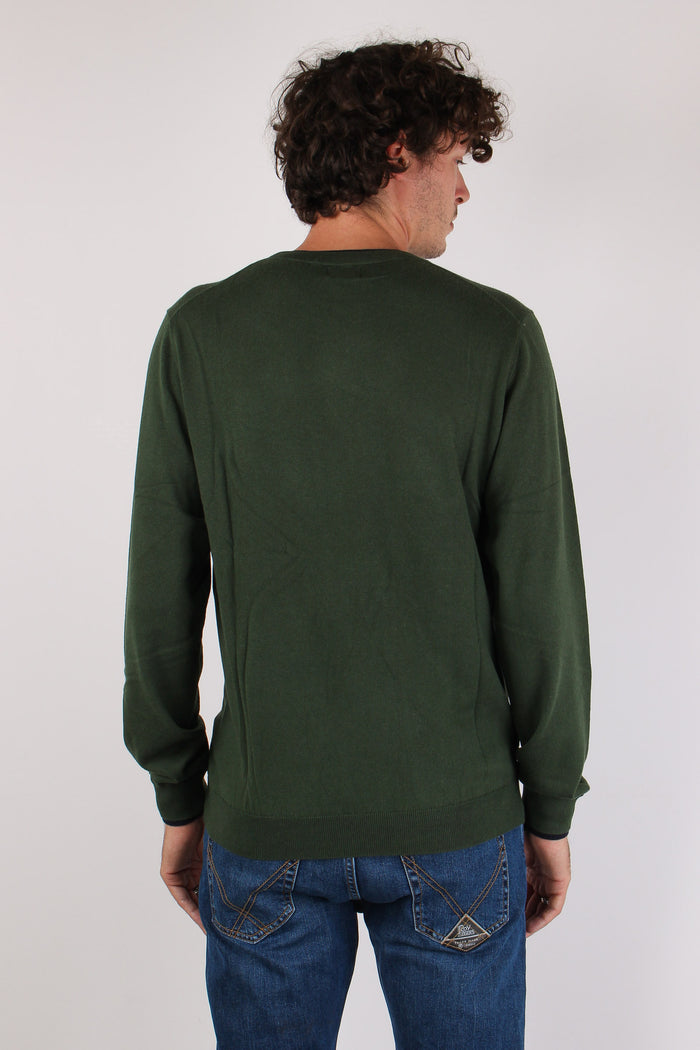 Maglia Girocollo Profilo Contrasto Verde-4