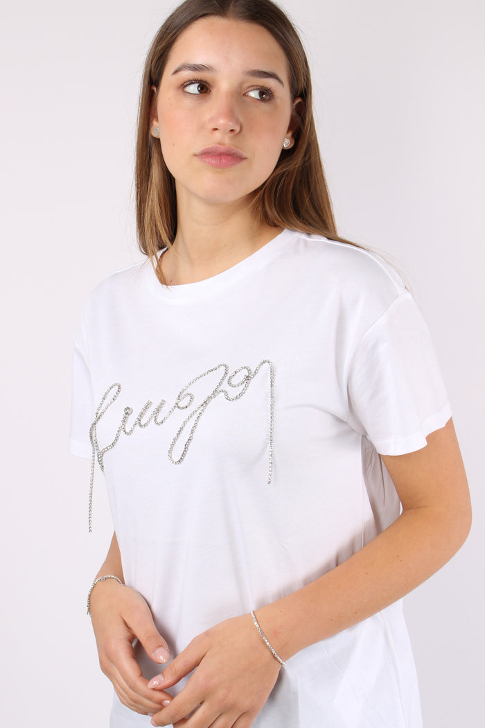 T-shirt Scritta Catena Bianco/chains-5