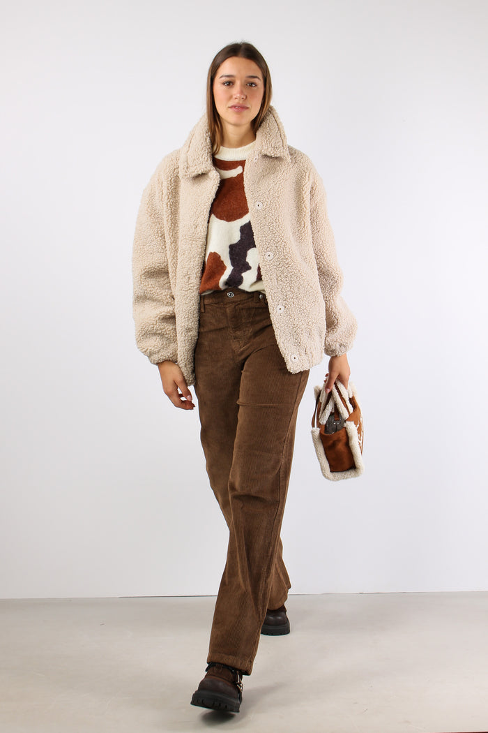 Cappotto Teddy Patch Panna-5