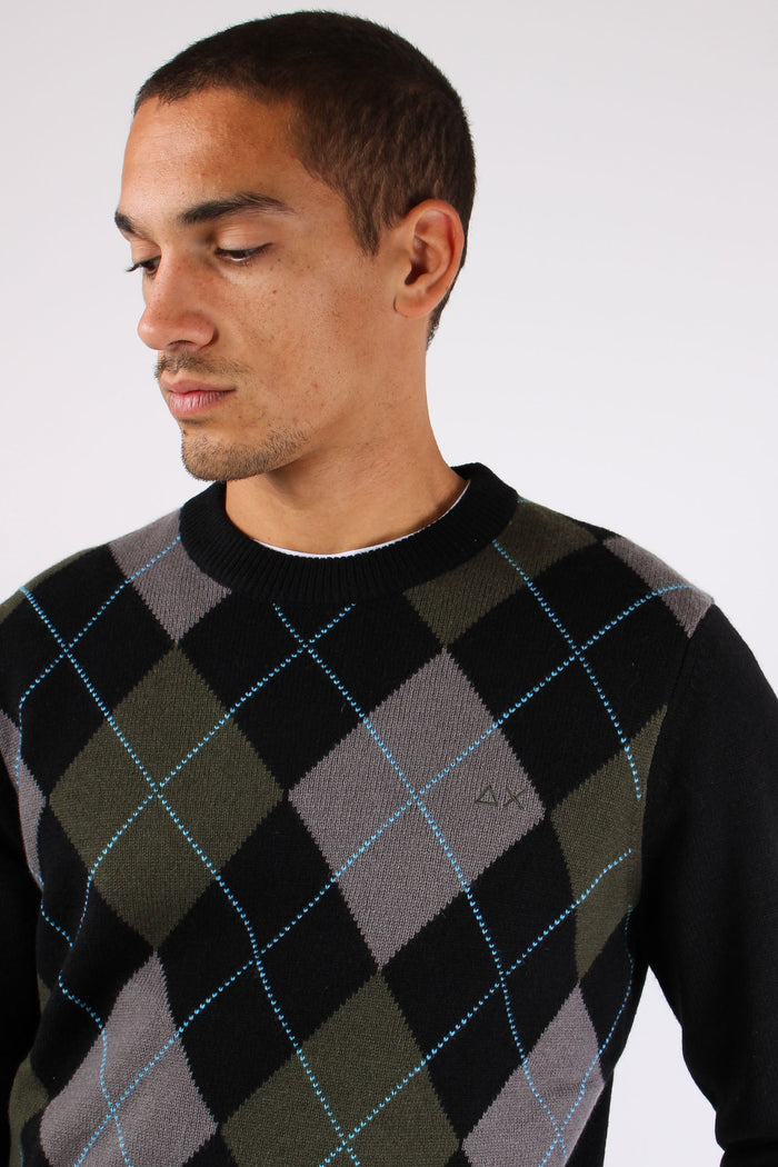 Maglia Losanghe Lana Cashmere Nero/militare-7