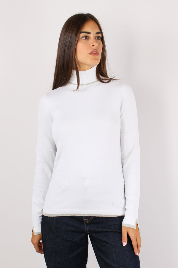 Collo Alto Profilo Lurex Bianco Lana
