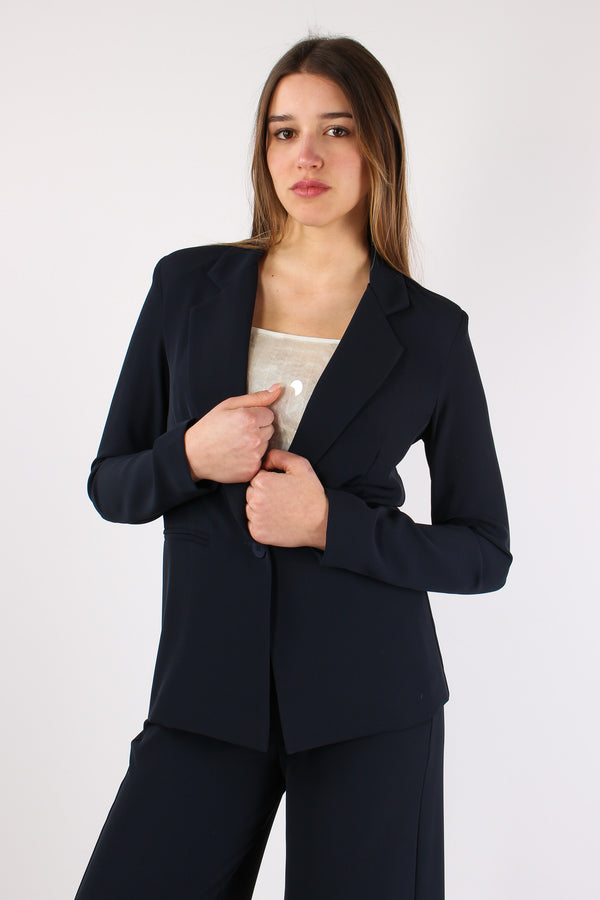 Giacca Fluida Monopetto Blu-2