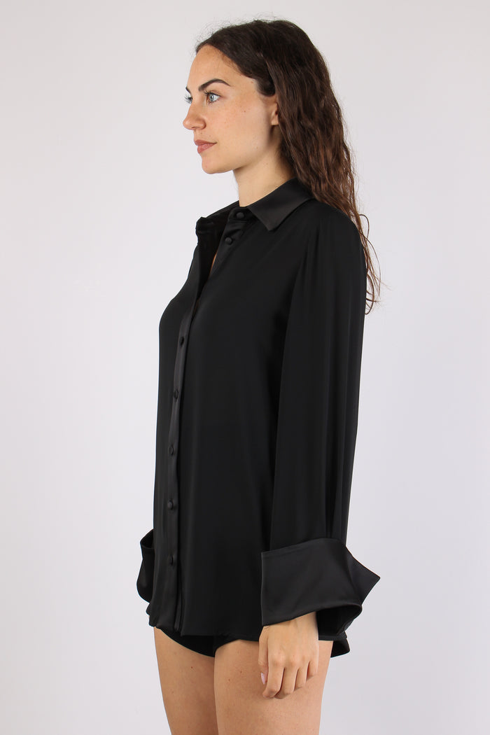 Camicia Bimateriale Black-3