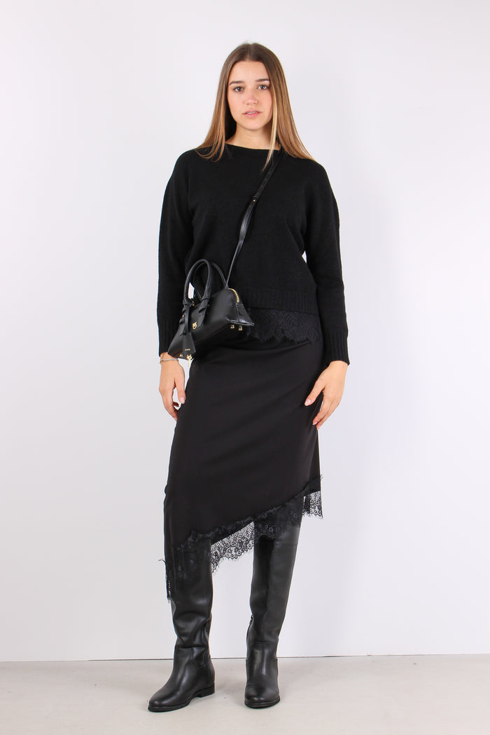 Maglia Viscosa Fondo Pizzo Nero-5