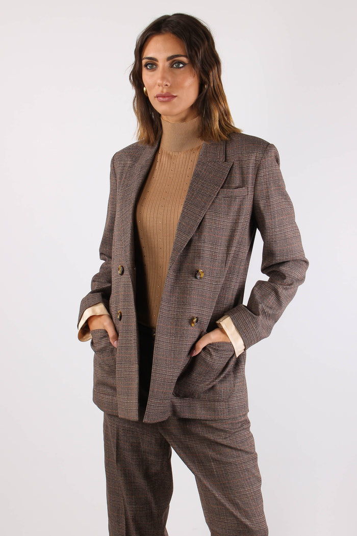 Giacca Doppiopetto Manica Camicia Tartan-3