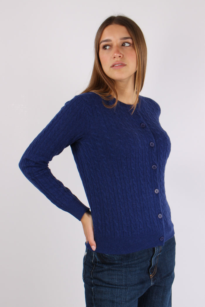 Cardigan Bottoni Trecce Blue-6