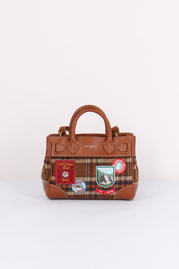 Mini Shopping Bimateriale Patch Tartan Orange