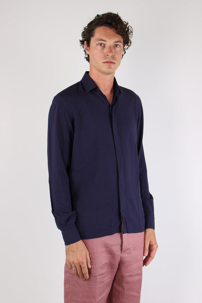 Camicia Tessuto Tecnico Blu Navy-6