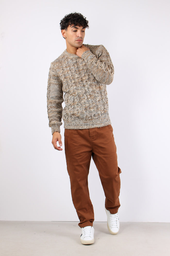 Maglia Melange Treccia Tortora-3