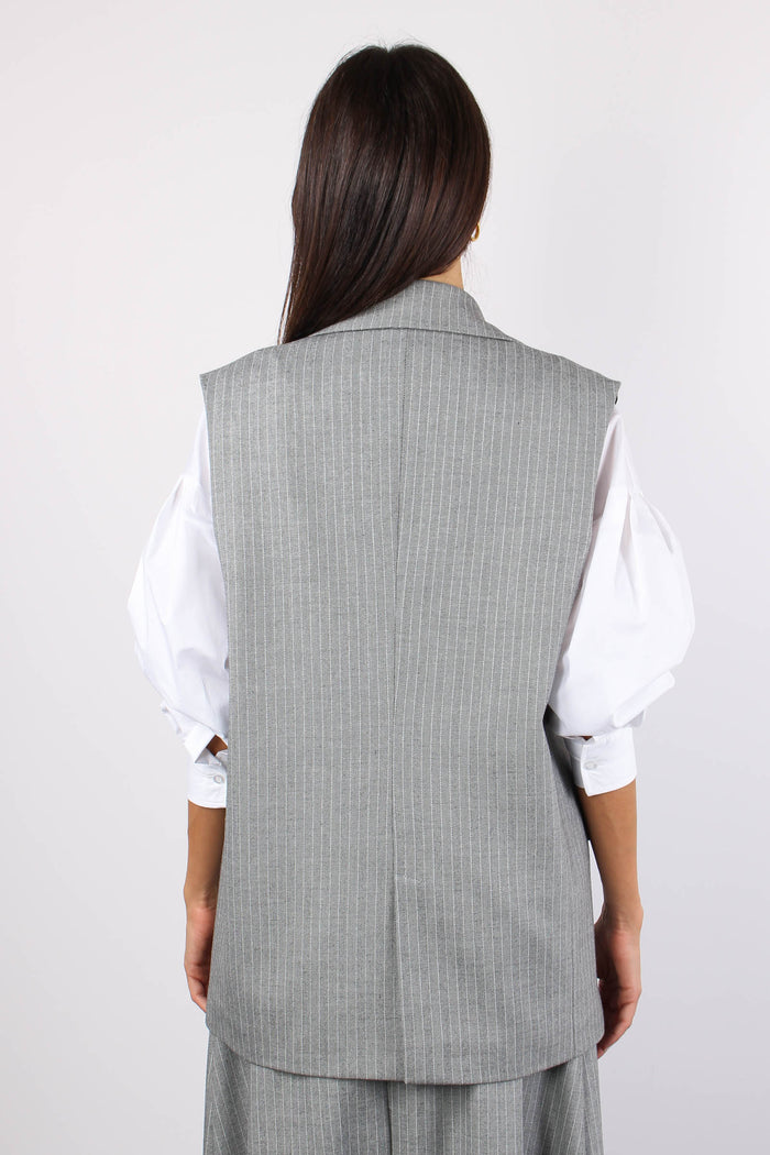 Gilet Over Gessato Grigio-4