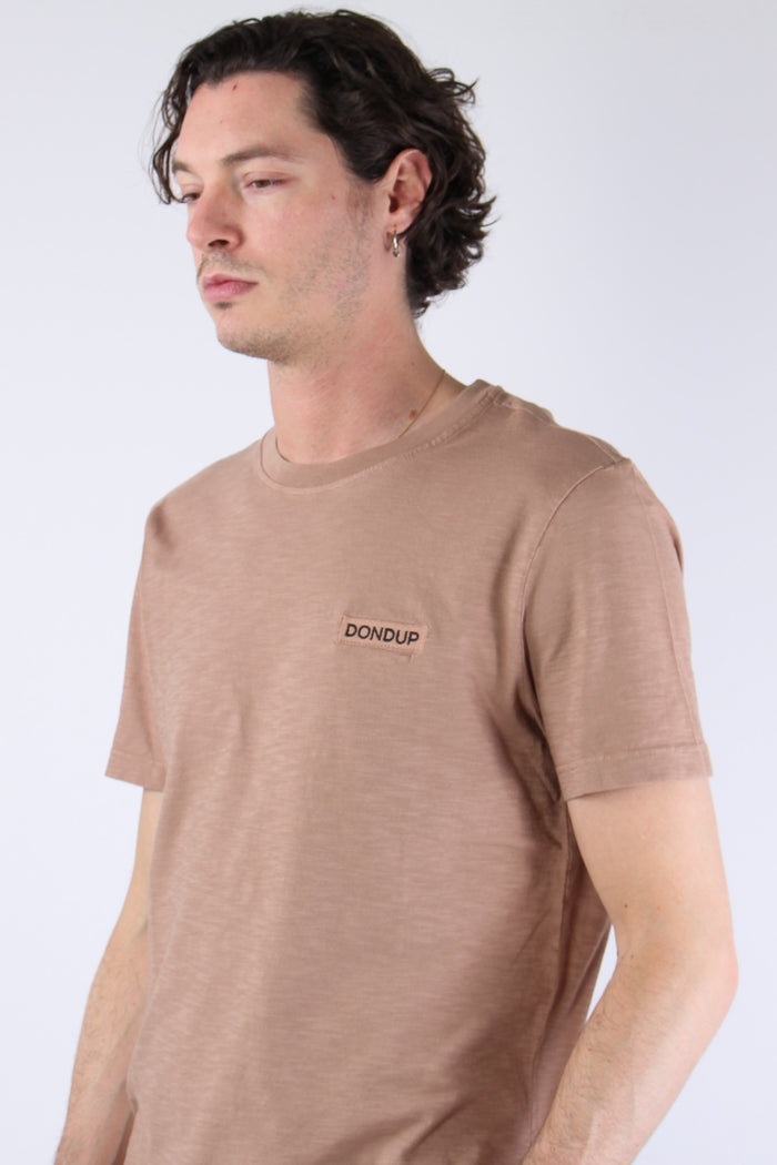 T-shirt Cotone Fiammato Logo Patch Orzo-4