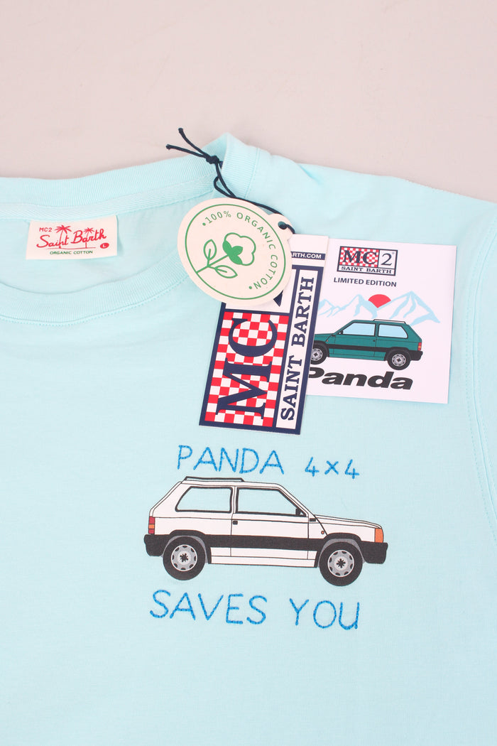 T-shirt Panda Save Azzurro-7