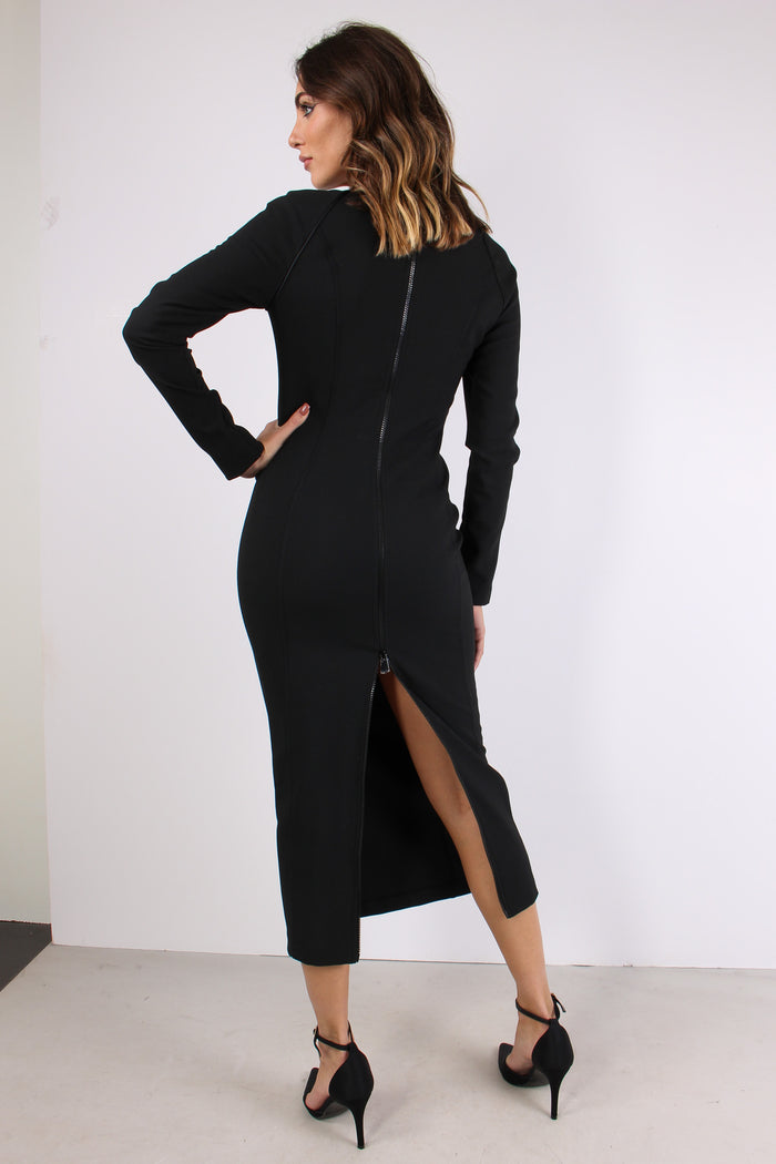 Frutta Tubino Zip Dietro Nero Limousine-7