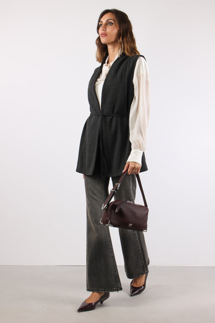 Gilet Cinturato Grigio-4