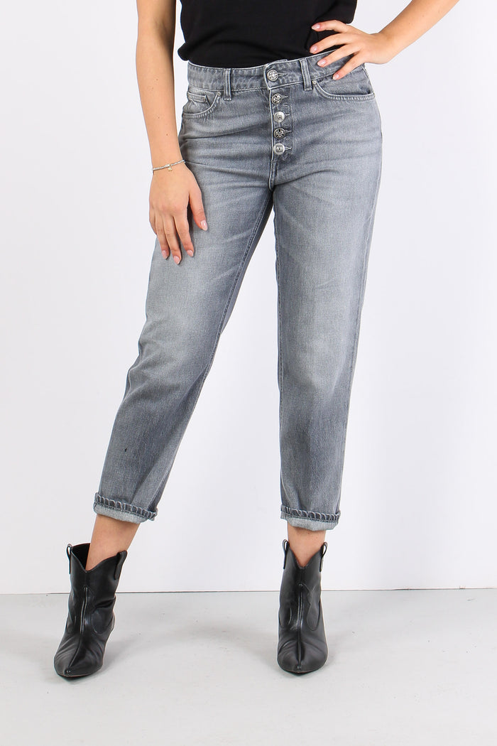 Koons Denim Risvolto  Bottone Grigio-3