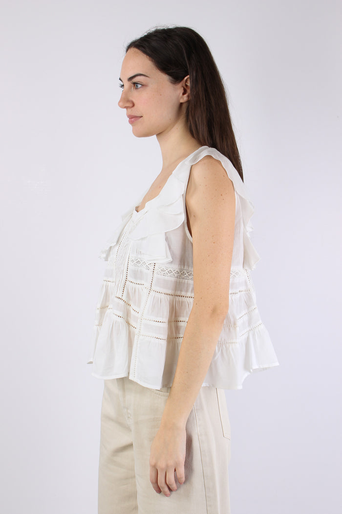 Blusa Ricamo Balze Panna-7