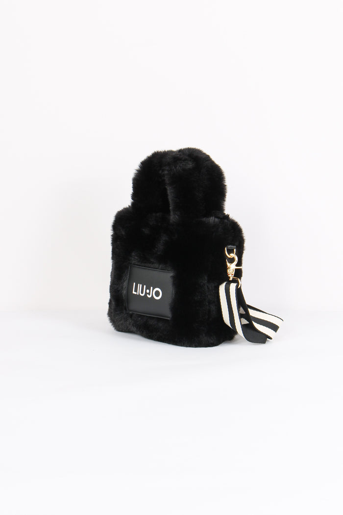 Shopping Mini Ecopelliccia Nero-4