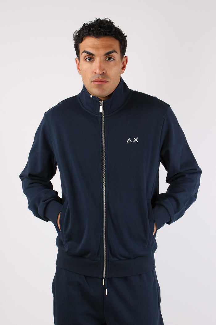 Felpa Full Zip Collo In Piedi Navy Blue-2