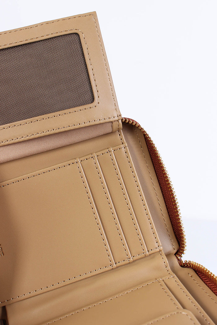 Zip Around Piccolo Matelasse Castagna-7