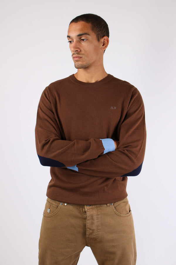 Maglia Misto Lana Toppa Contra Marrone-2