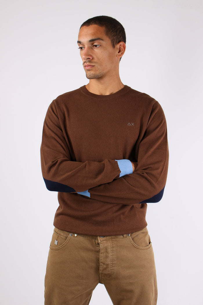 Maglia Misto Lana Toppa Contra Marrone-2