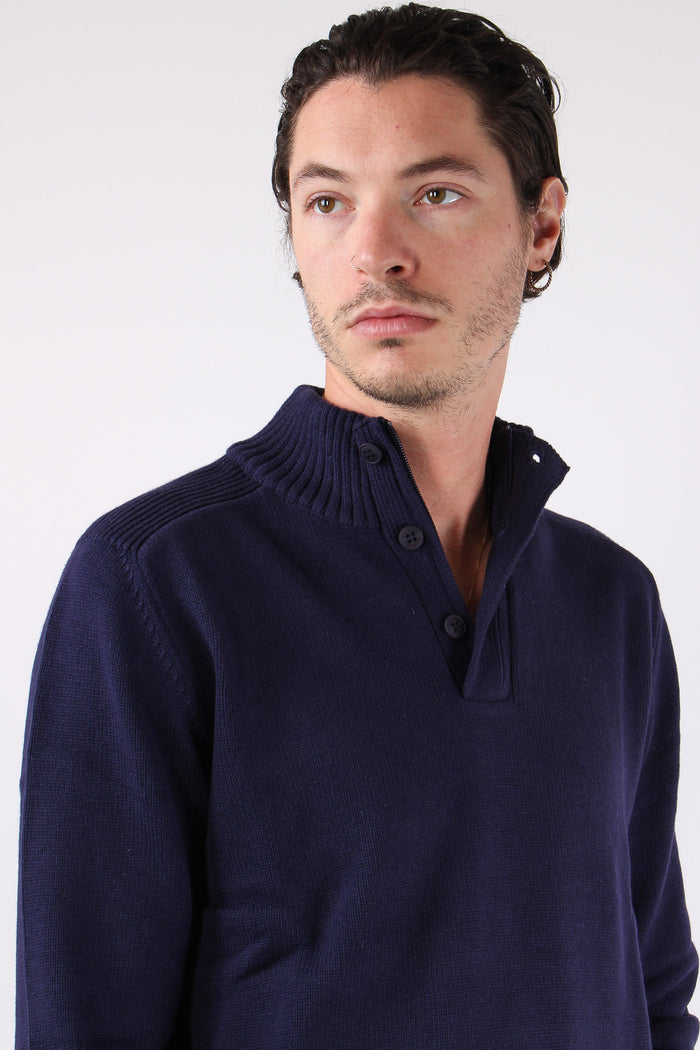 Collo Alto 3 Bottoni Cotone Poseidon Blue-8