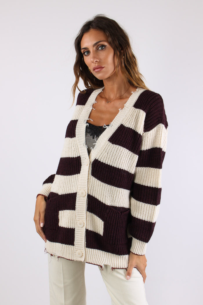 Cardigan Riga Panna/bordeaux-4