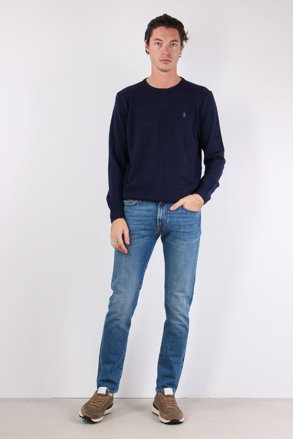 Maglia Girocollo Lambswool Pool Blue