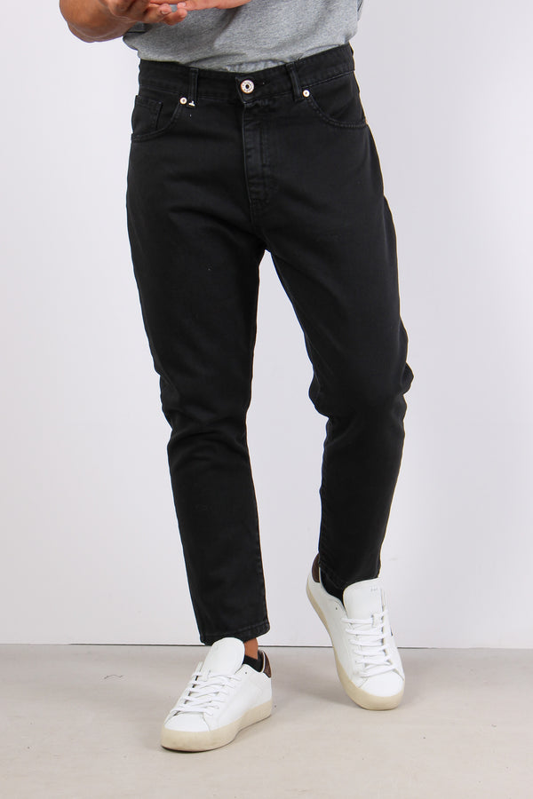 Pantalone Bull Taglio Denim Nero-2