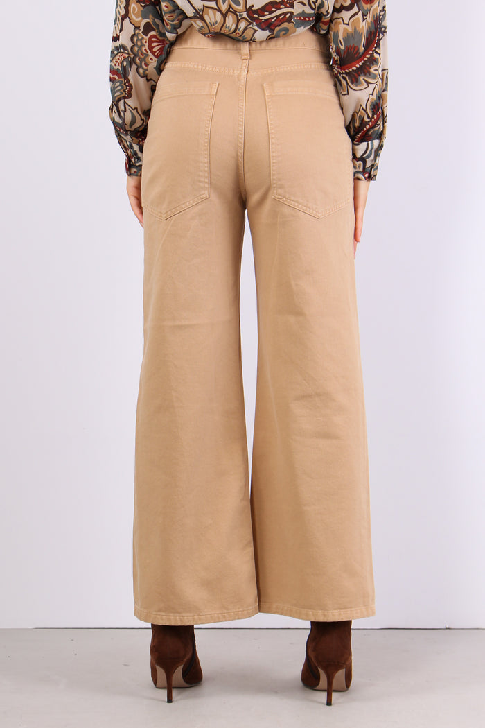 Pantalone Gamba Larga Maxi Tas Miele-4