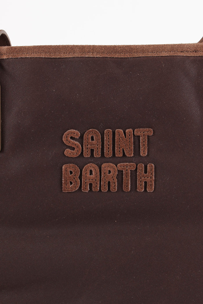 Borsa City Ricamo Logo Brown-7
