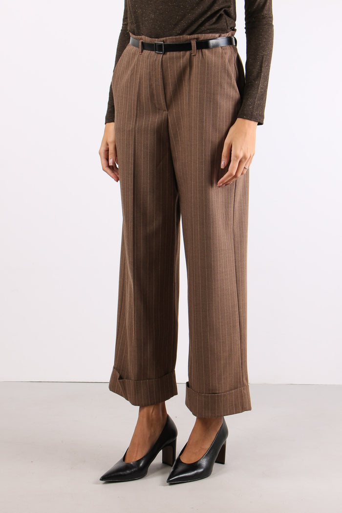 Pantalone Cropped Risvolto Ges Tabacco-4