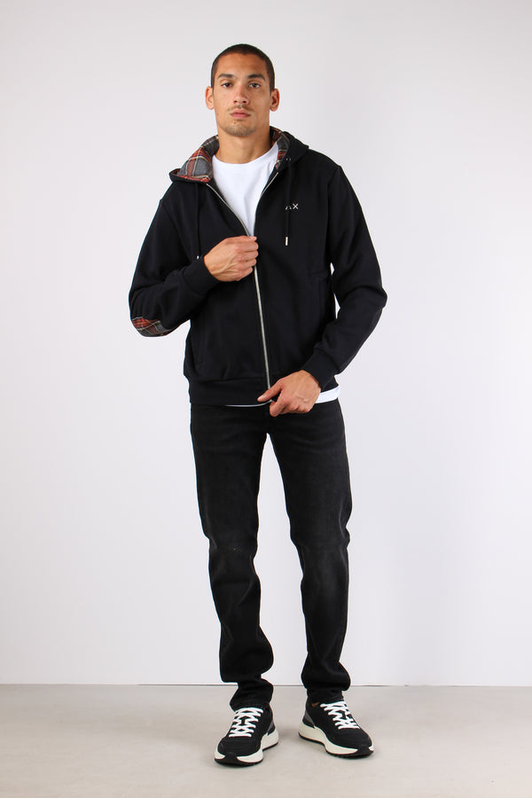 Felpa Zip Toppe Contrasto Nero
