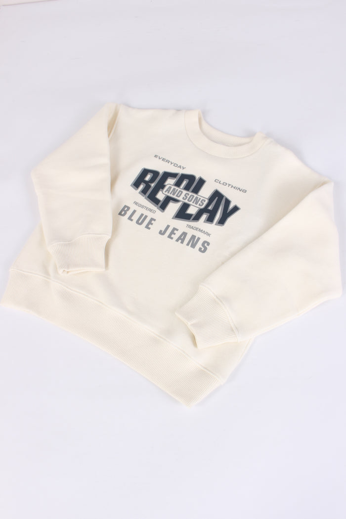 Felpa Girocollo Stampa Panna-4