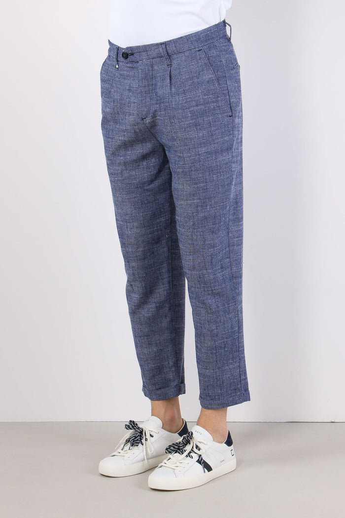 Pantalone Misto Lino Blu-3