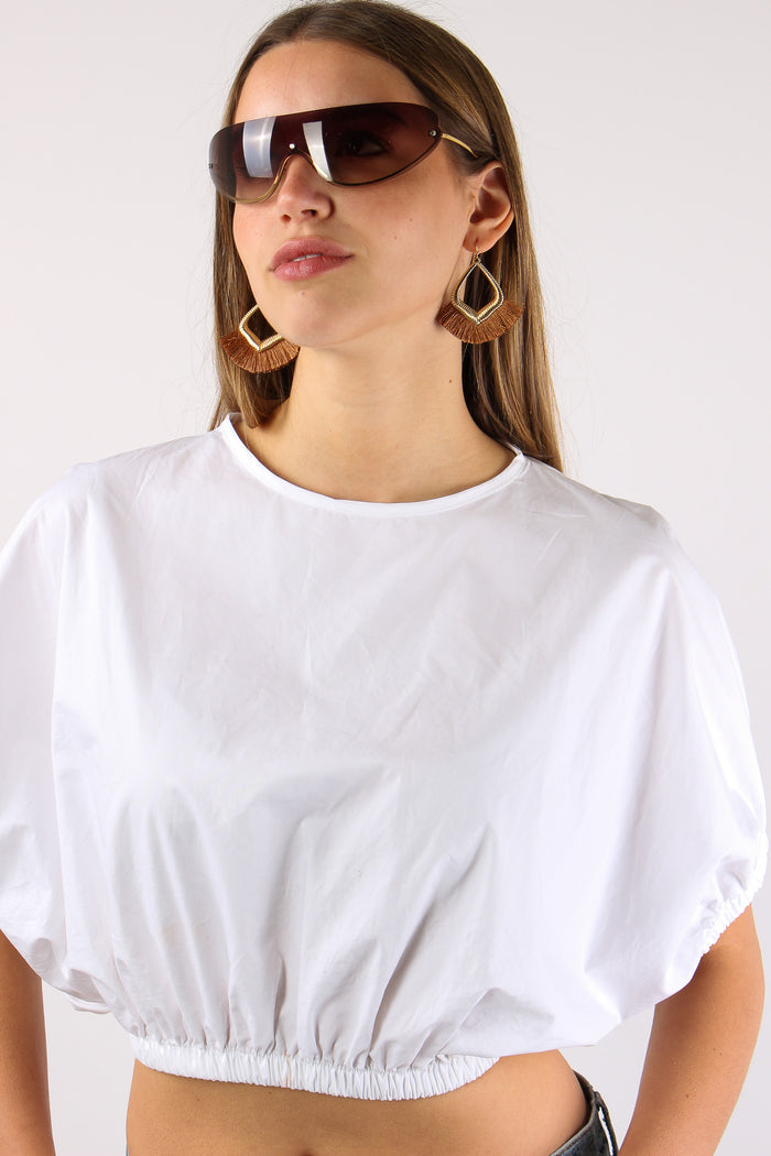 Camicia Cropped Elastico Bianco-8