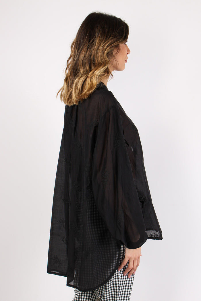 Camicia Mussola Fiocchi Nero-6