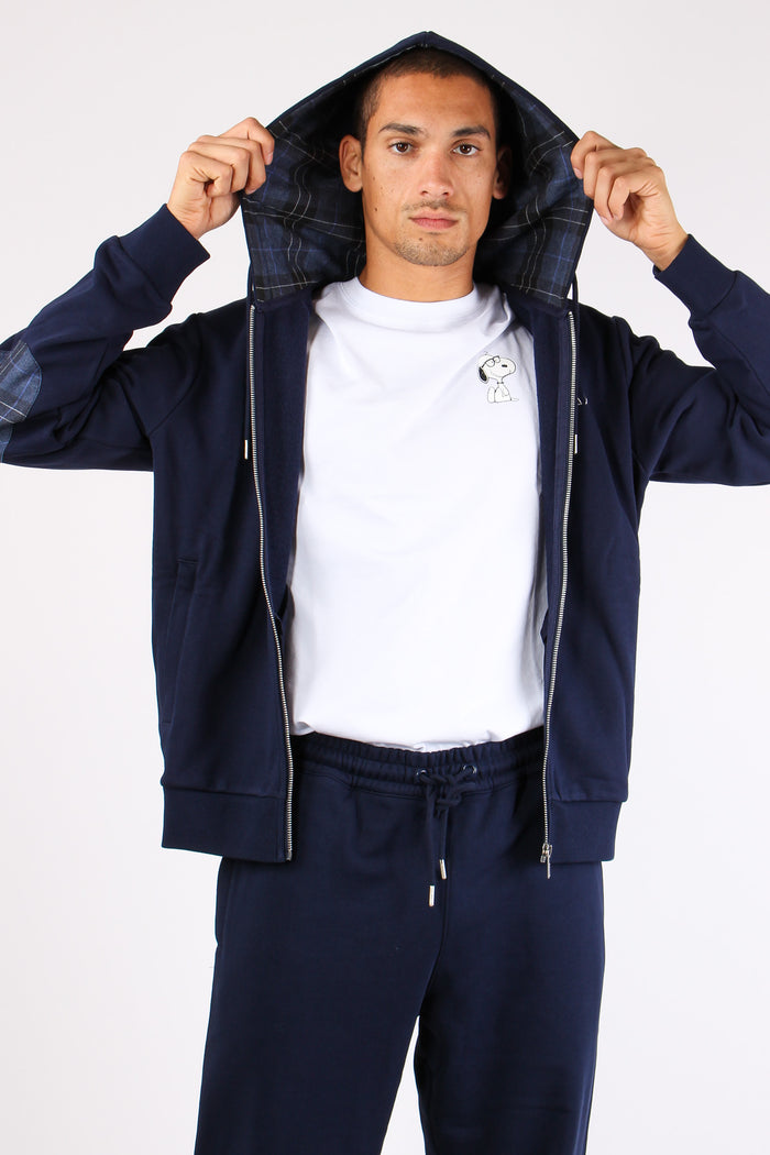 Felpa Zip Toppe Contrasto Navy Blue-7