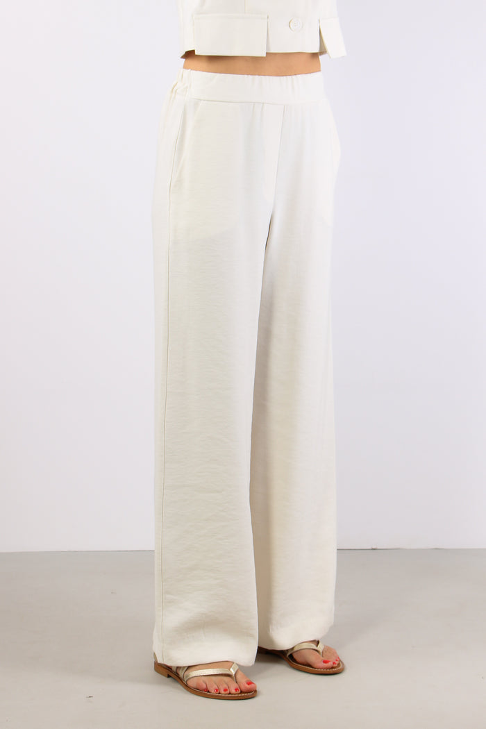 Pantalone Palazzo Misto Viscos Panna-5