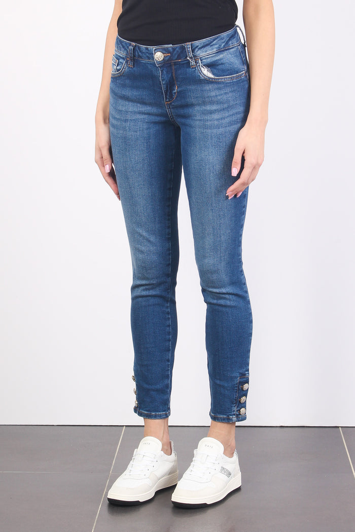 Jeans Classy Bottone Fondo Denim Medio-6