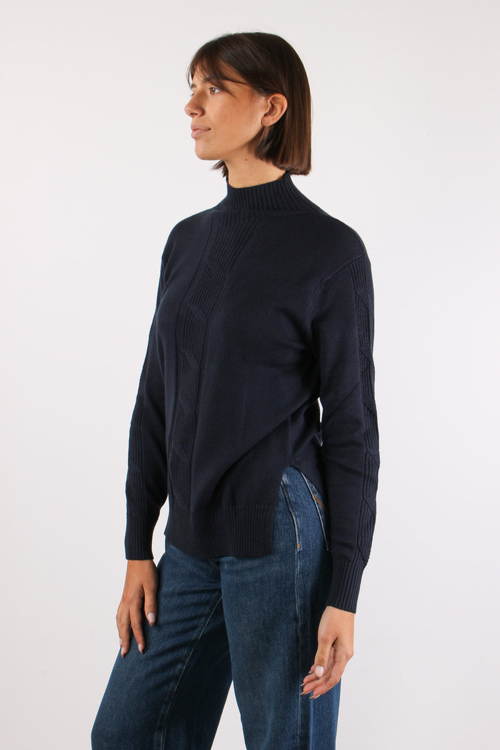 Maglia Viscosa Treccia Blu-6