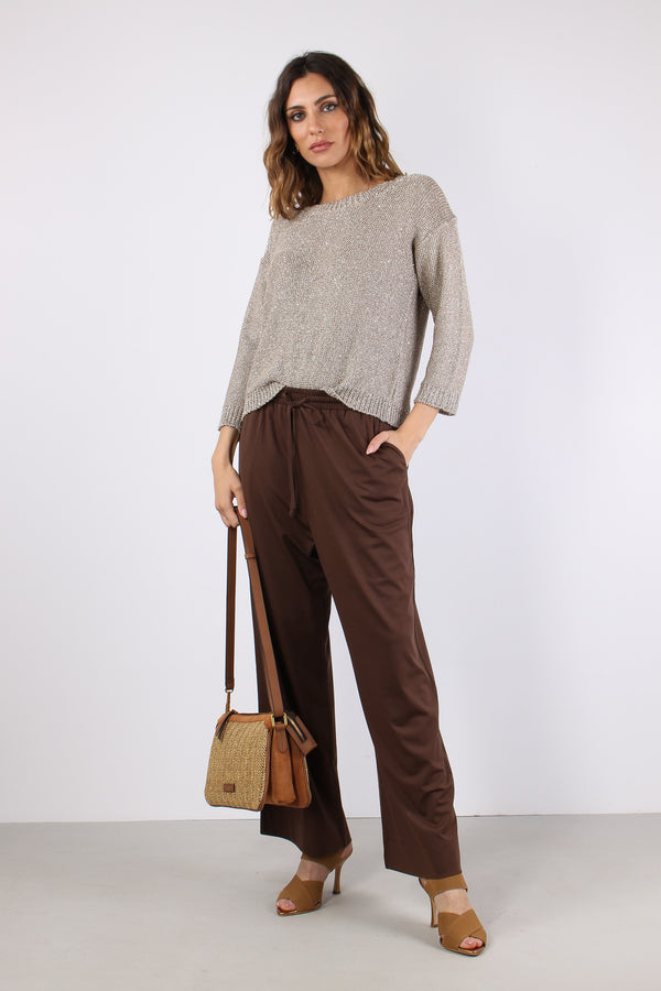 Modico Pantalone Cropped Punto Cioccolato