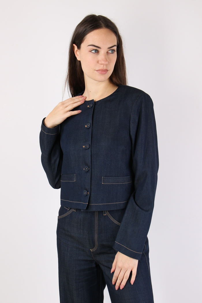 Giacca Chambry Bottoni Blu Denim-4