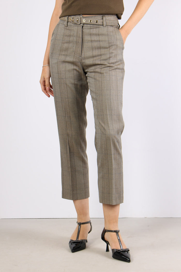 Taty Pantalone Dritto Check Fango/blu-3