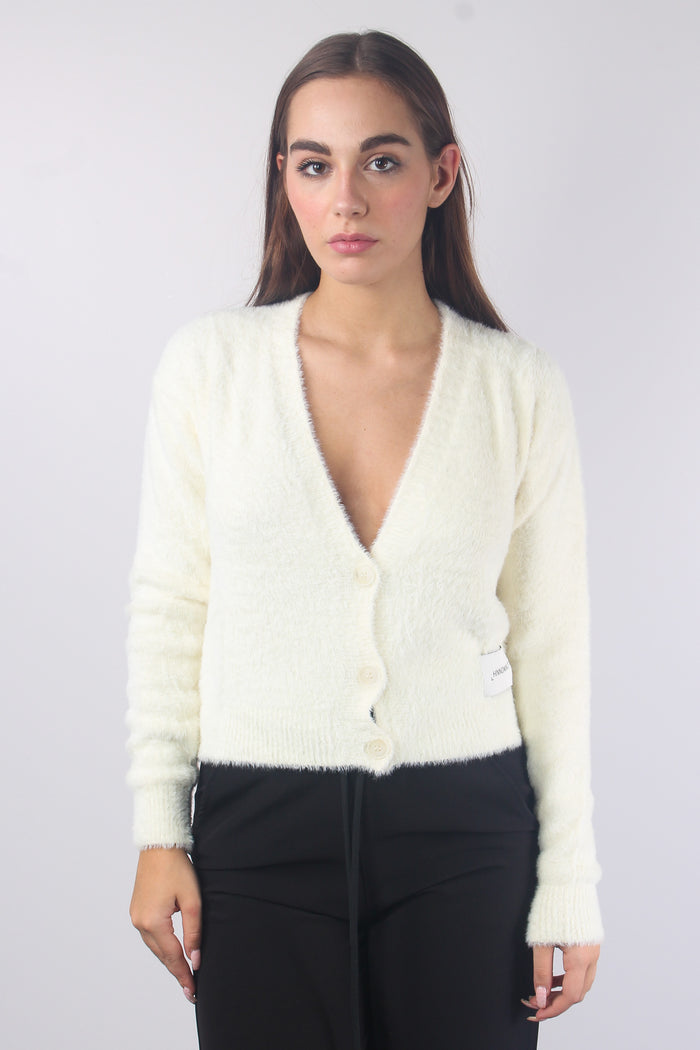 Cardigan Peloso Bianco Burro