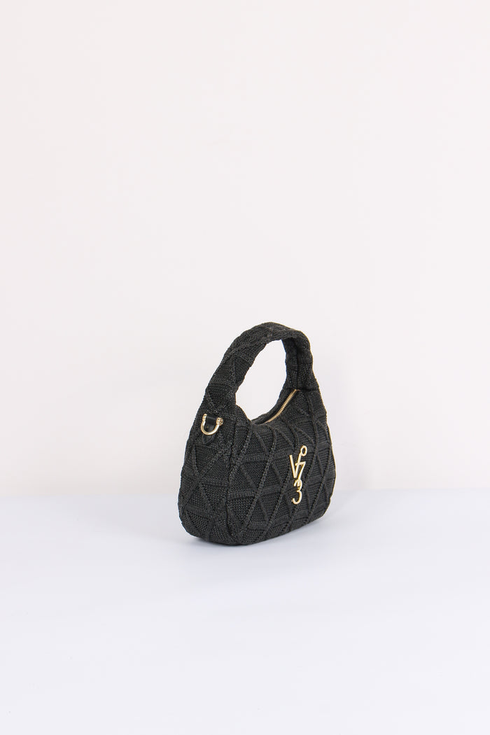 Dalia Mini Hobo Intreccio Croc Nero-5