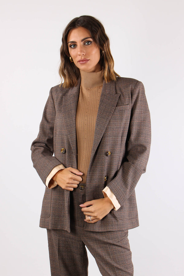 Giacca Doppiopetto Manica Camicia Tartan-2