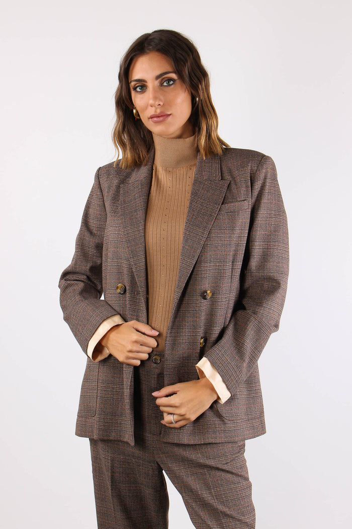 Giacca Doppiopetto Manica Camicia Tartan-2
