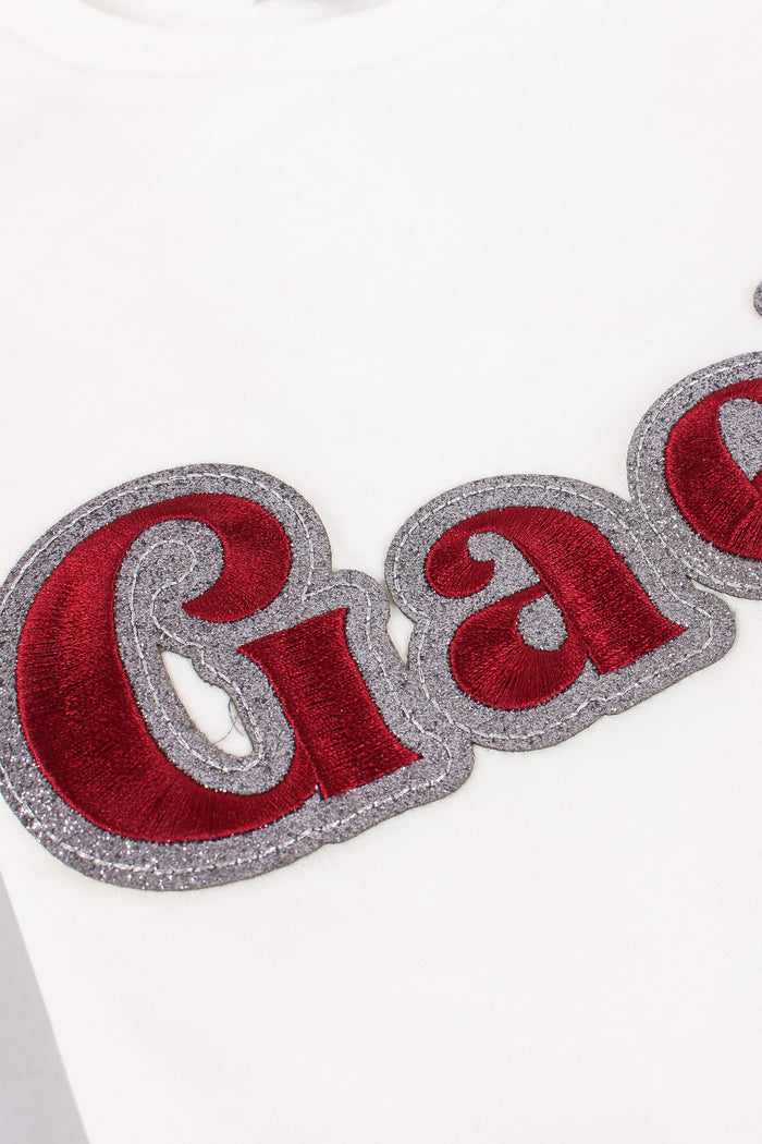 T-shirt Logo Contorno Strass Off White-10