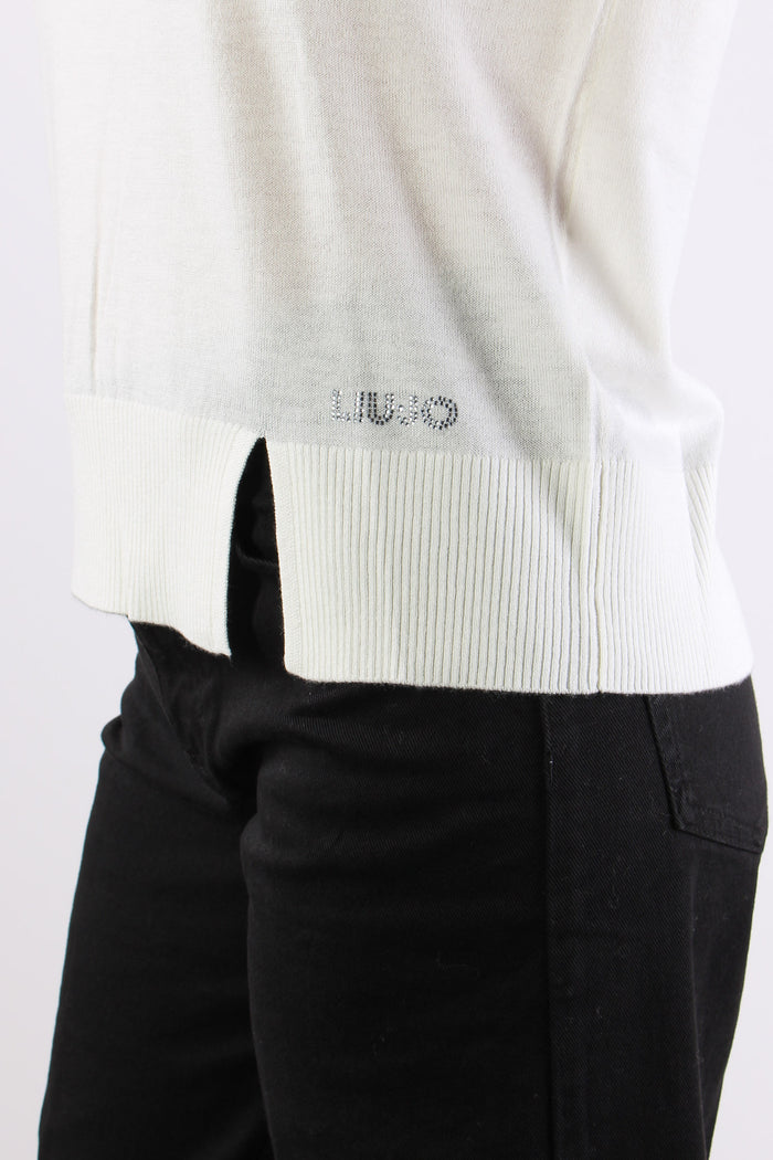 Maglia M/m Spacchetti Misto Lana Bianco-7
